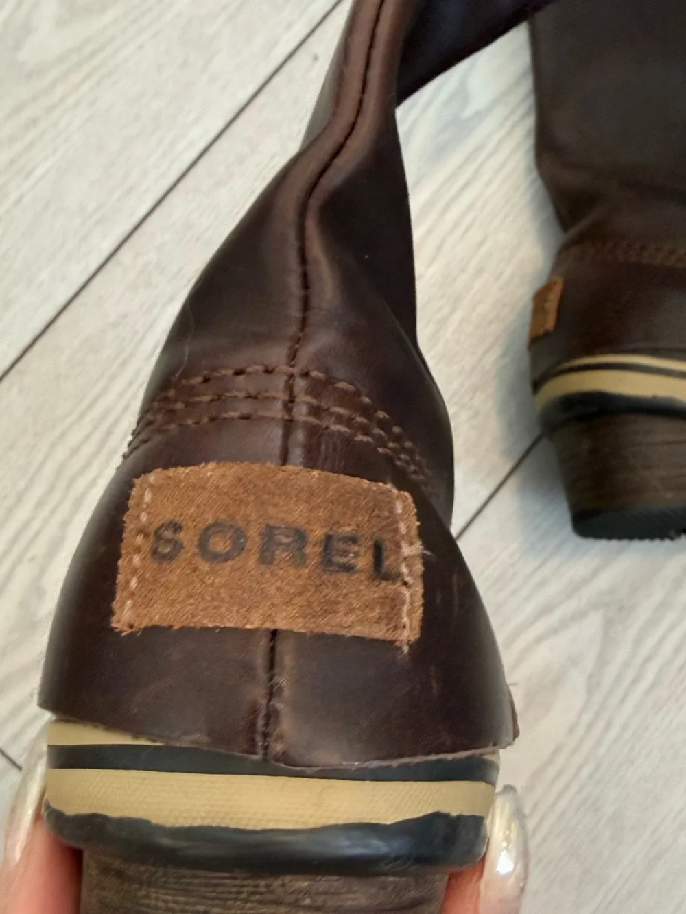 Sorel 9 slimpack riding tall boots leather nutmeg brown equestrian waterproof - Picture 4 of 8